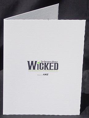 Custom printed photo folder for Wicked the musical